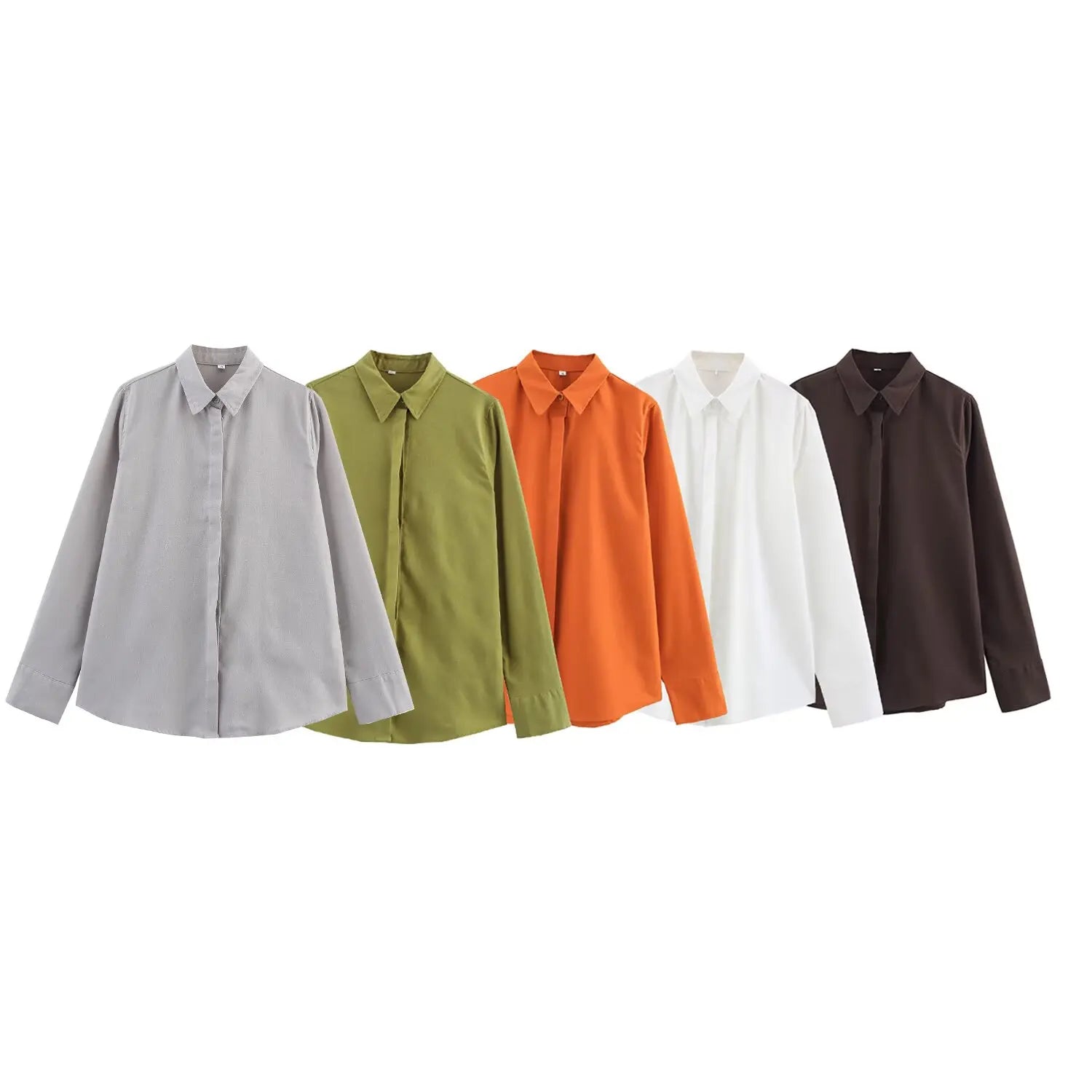 2025 New Women's Clothing European and American Style Fashionable Versatile Linen Long Sleeve Lapel Shirt