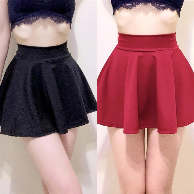 Summer Women Mini Skirts Women's Flared Shorts Skirt sexy Elastic Pleated Skirt for School Girls Korean High Waist Tennis Skirts