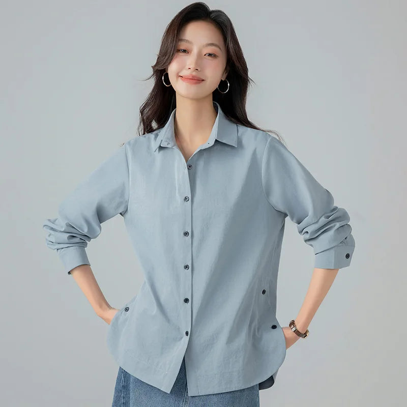 New Korean Style Fashionable Spring Autumn Casual Lapel Top For Women Versatile And Comfortable Loose And Stylish Slimming Shirt