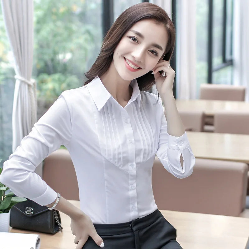 Spring Long Sleeve Blouse Women Office White Blouse Shirt Tops Women Blusas Mujer De Moda 2025 Blouses Femme Top Shirts NS5978