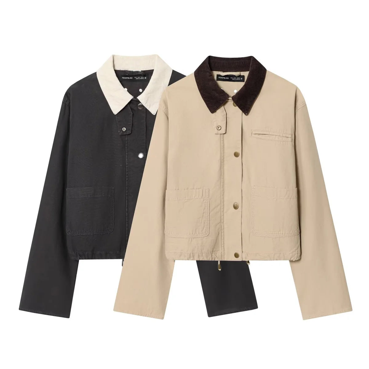 Women's Fashion Petchwork Retro Coat 2025 Autumn Winter Button Turn-down Collar Jacket Office Lady Casual Clothes Outfit Street