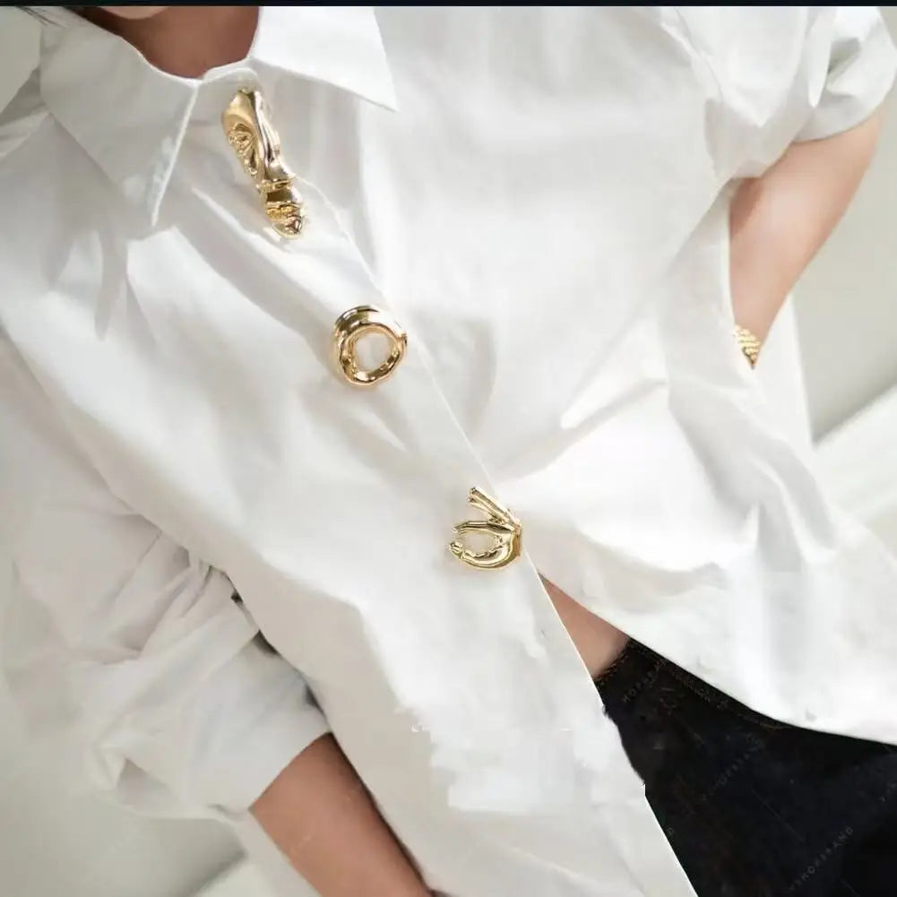 New Autumn 2025 Cotton Long Sleeve Solid Color Blouses Shirts for Women Trend Loose Casual Tops Woman Clothes