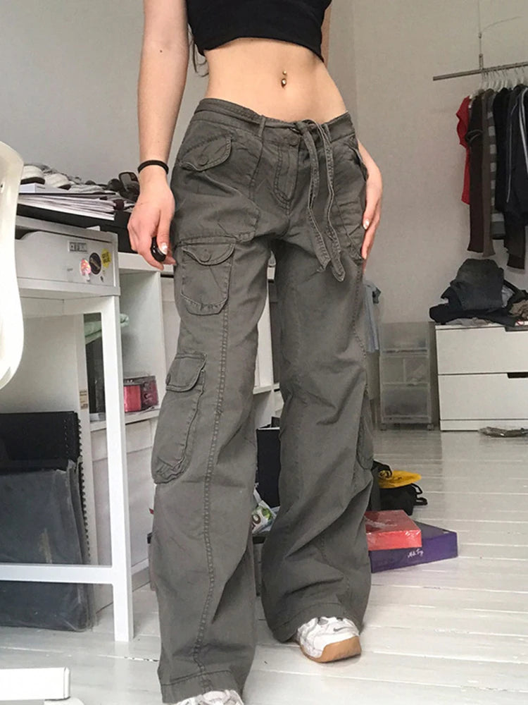 Woman High Waist Baggy Jeans Y2K Clothes Streetwear Bottoms Cargo Brown Black Pants Jeans Wide Sweatpants Straight Leg Jeans